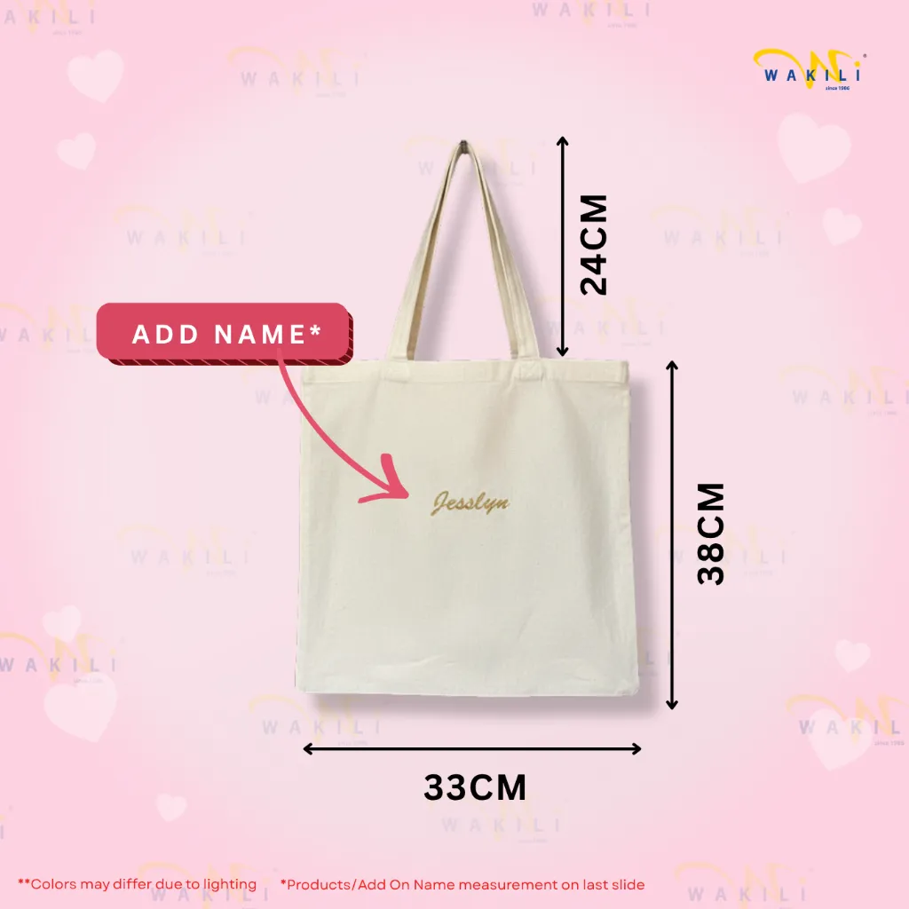 ToteBag w Embroidery Name (Add Name (7 Letters Max) *Caps Sensitive)