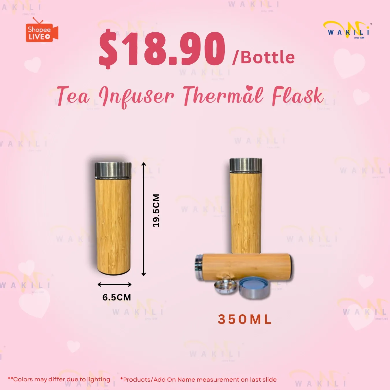 Tea Infuser Vacuum Flask (Bamboo Finishing) (No Design)